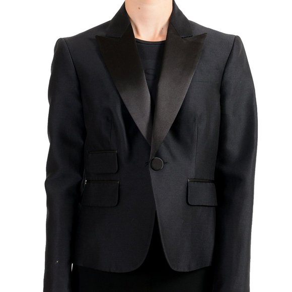 Dsquared2 Women's Black Silk Wool One Button Blazer US S IT 40